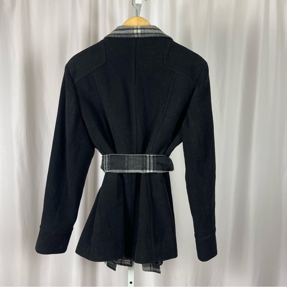 Mackintosh XL Wool Plaid Scarf Belted Longline Pea Coat Winter Warm Fleece - Picture 4 of 9